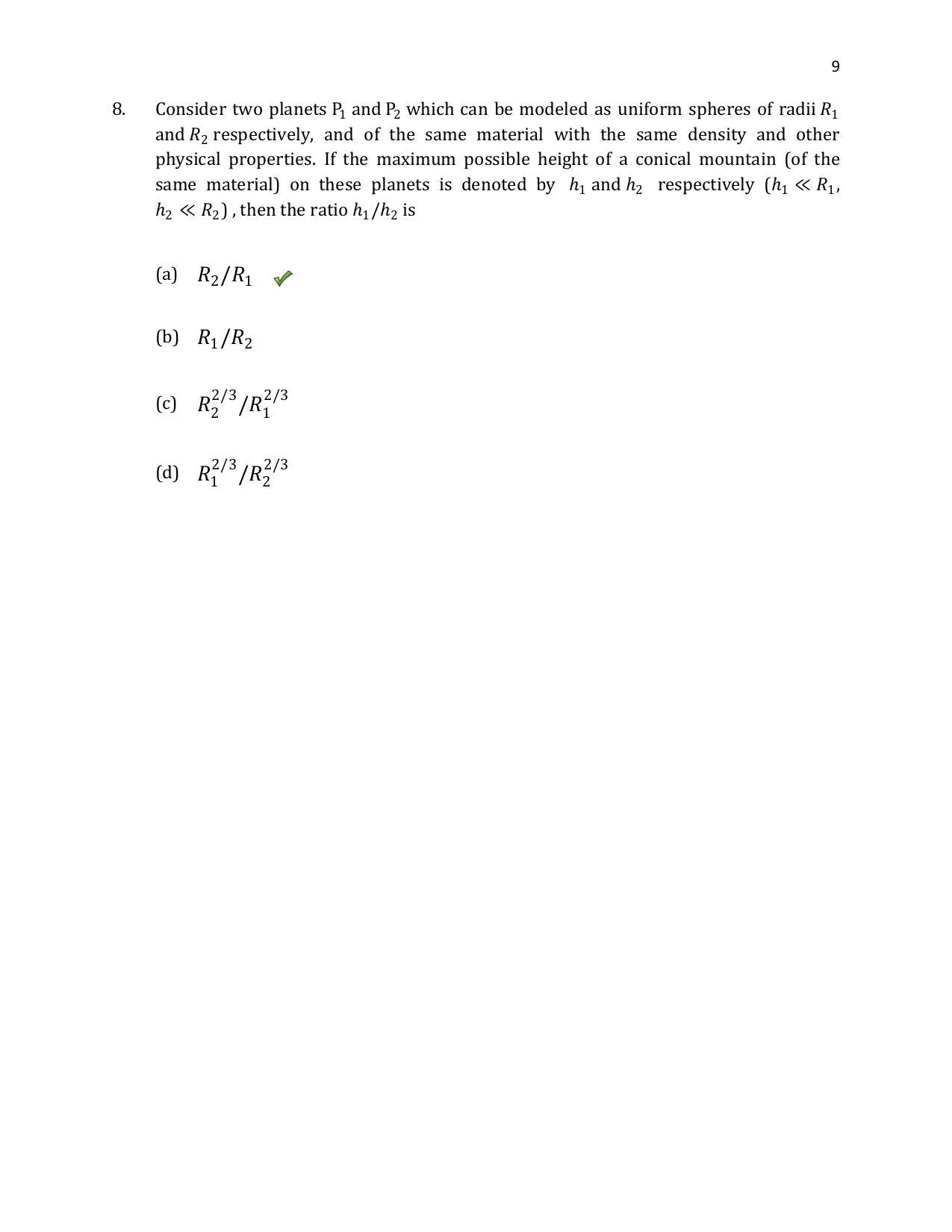 TIFR GS 2020 Physics Question Paper - Page 10