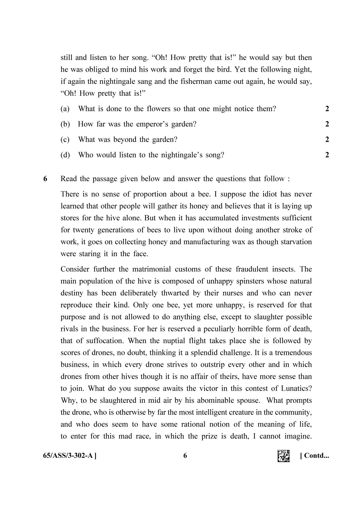 NIOS 2023 Class 12 English Question Paper - Page 6