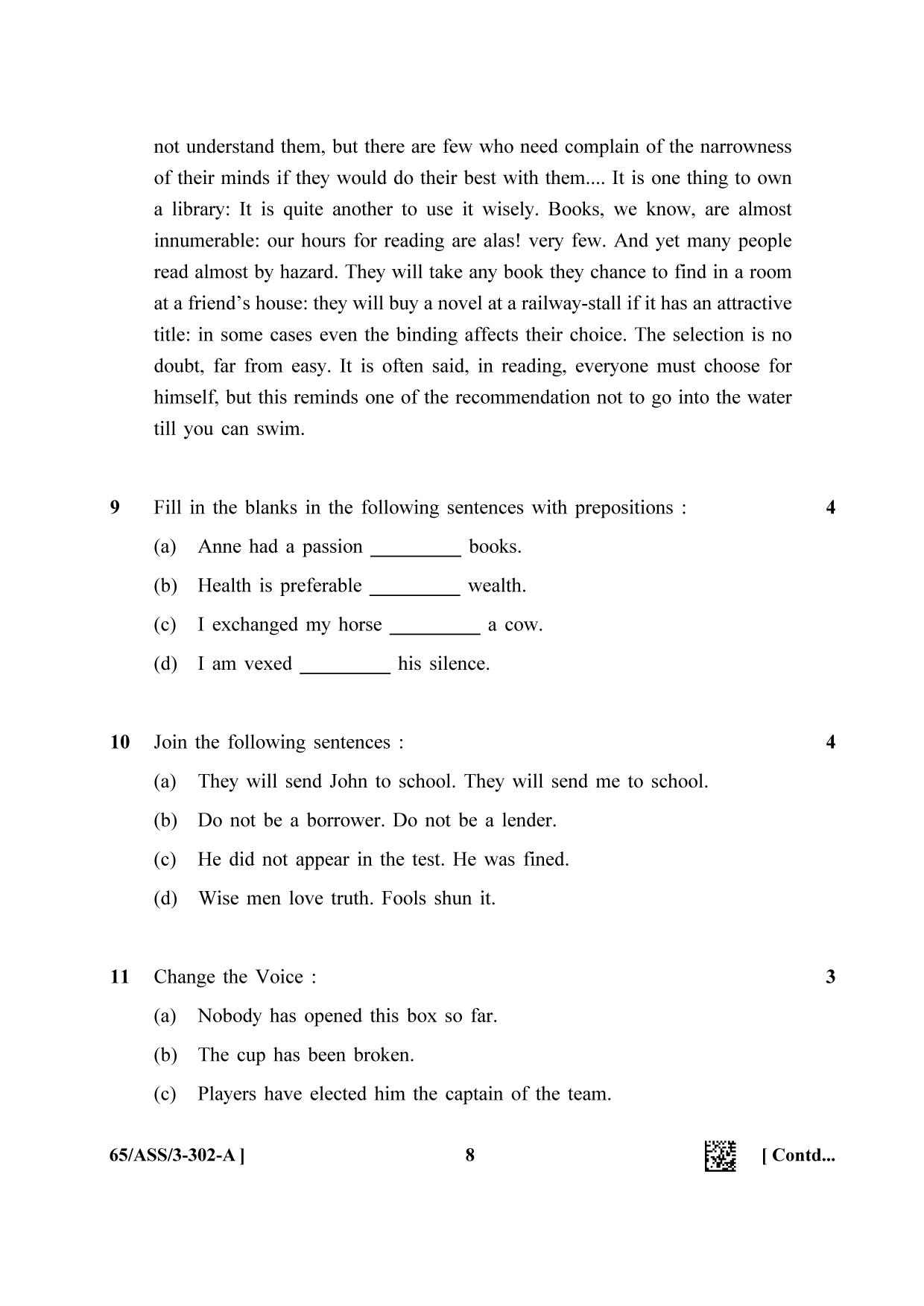 NIOS 2023 Class 12 English Question Paper - Page 8