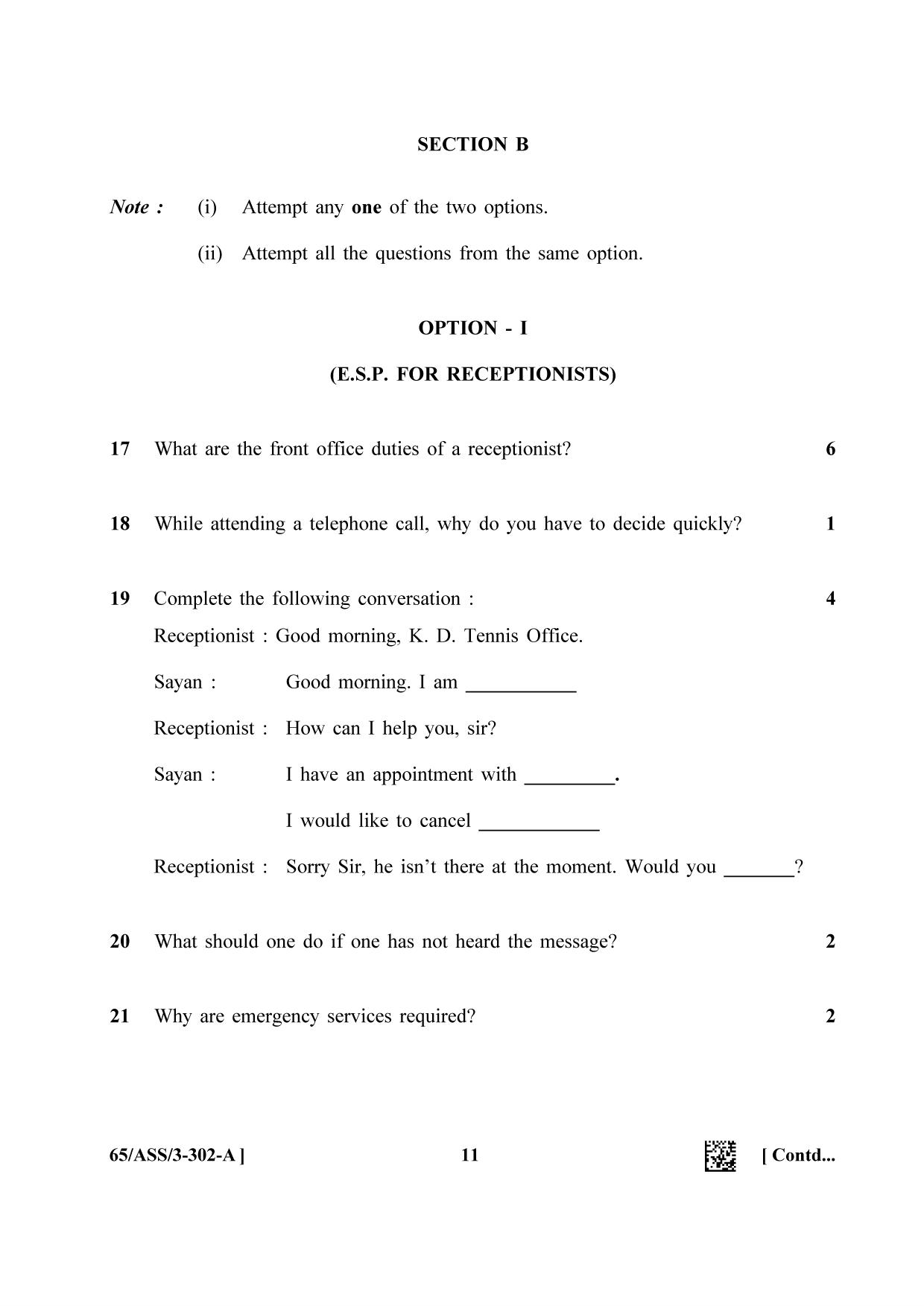 NIOS 2023 Class 12 English Question Paper - Page 11