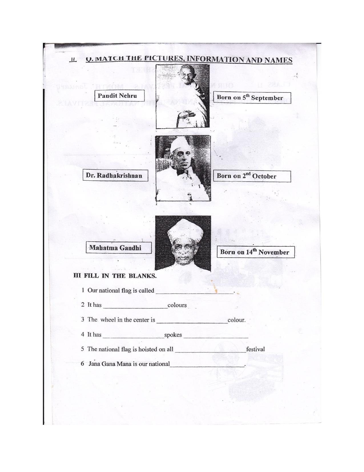 Worksheets for Class 2 EVS Assignment 11 National Festivals - Page 2