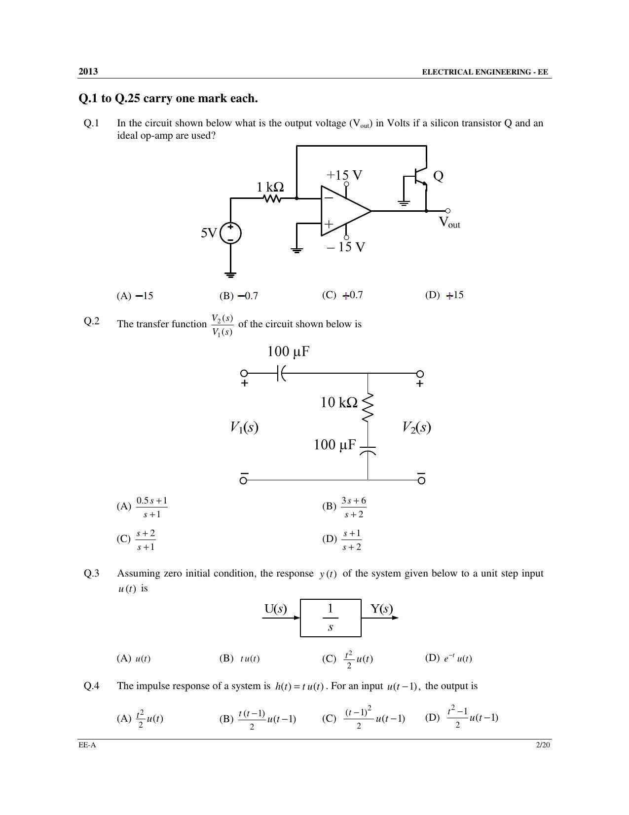 GATE 2013 Electrical Engineering (EE) Question Paper with Answer Key - Page 3