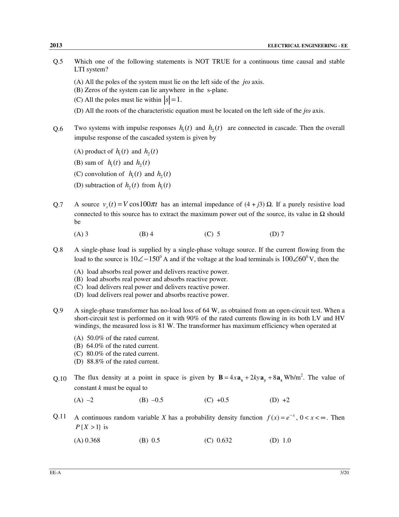 GATE 2013 Electrical Engineering (EE) Question Paper with Answer Key - Page 4