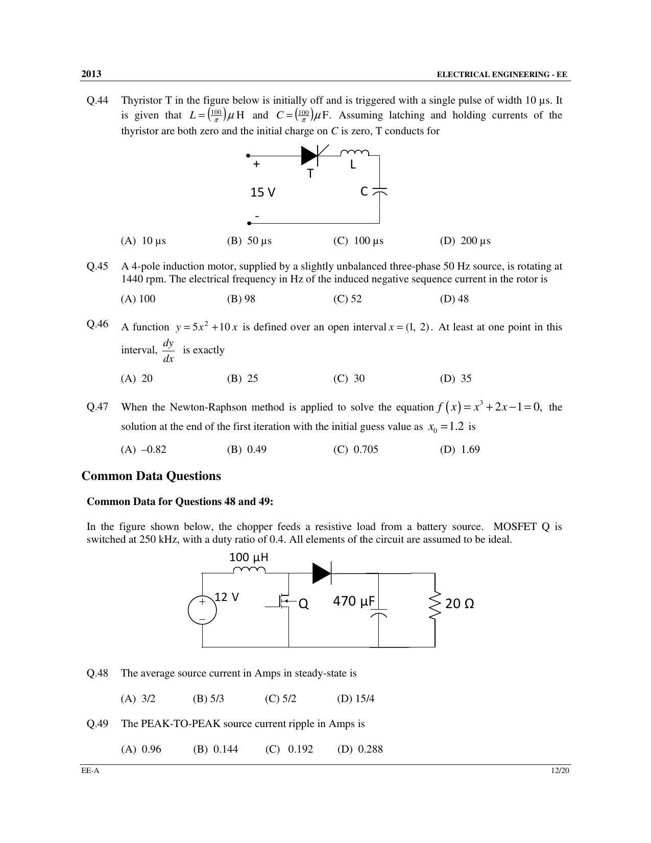GATE 2013 Electrical Engineering (EE) Question Paper with Answer Key - Page 13