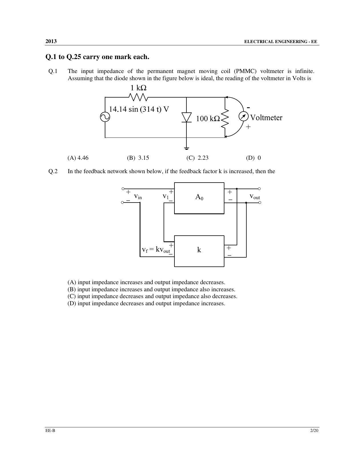 GATE 2013 Electrical Engineering (EE) Question Paper with Answer Key - Page 20
