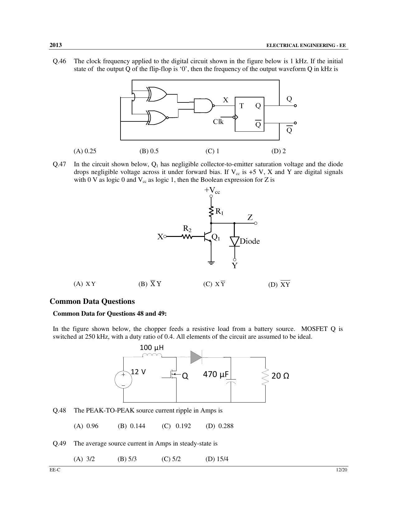GATE 2013 Electrical Engineering (EE) Question Paper with Answer Key - Page 47