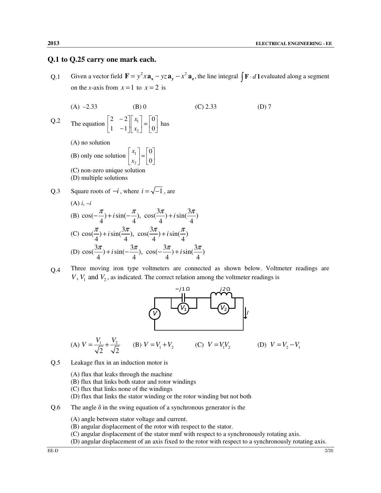 GATE 2013 Electrical Engineering (EE) Question Paper with Answer Key - Page 54