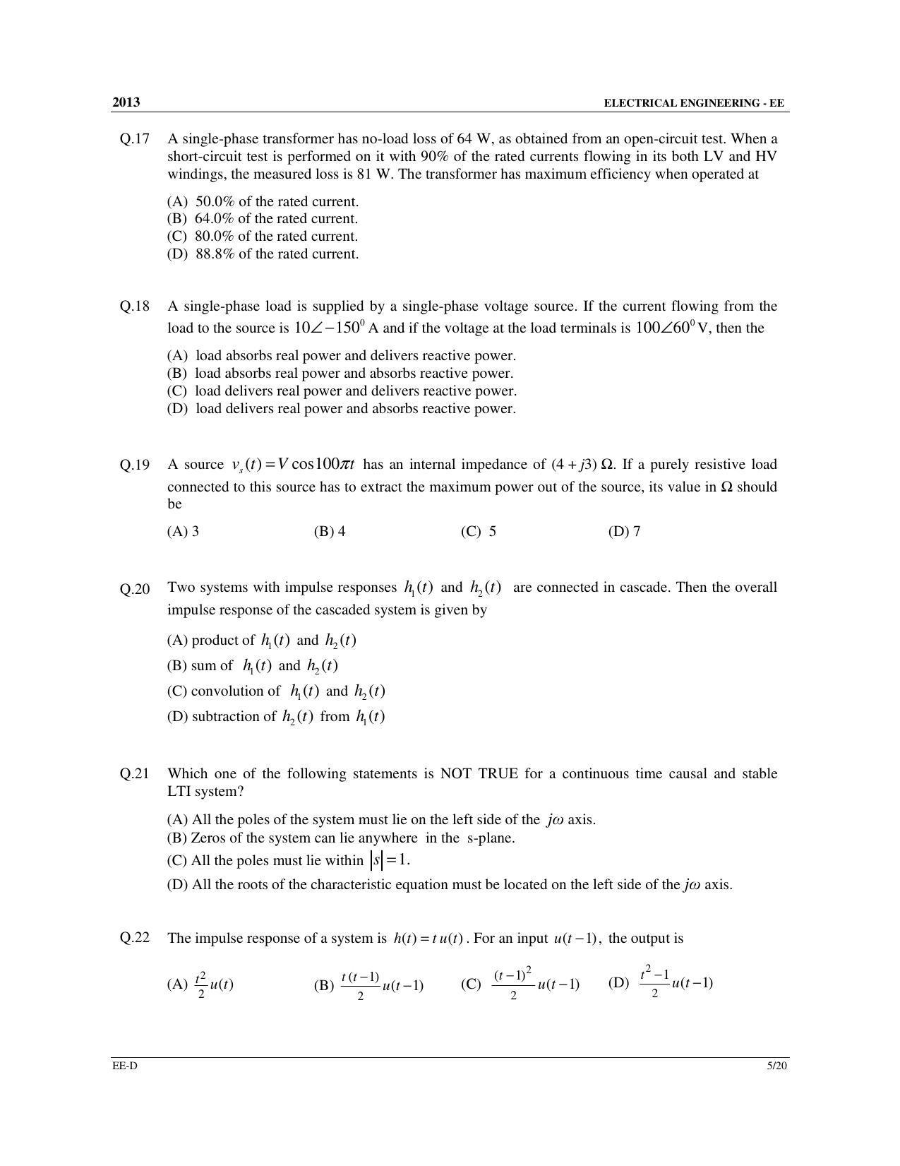 GATE 2013 Electrical Engineering (EE) Question Paper with Answer Key - Page 57