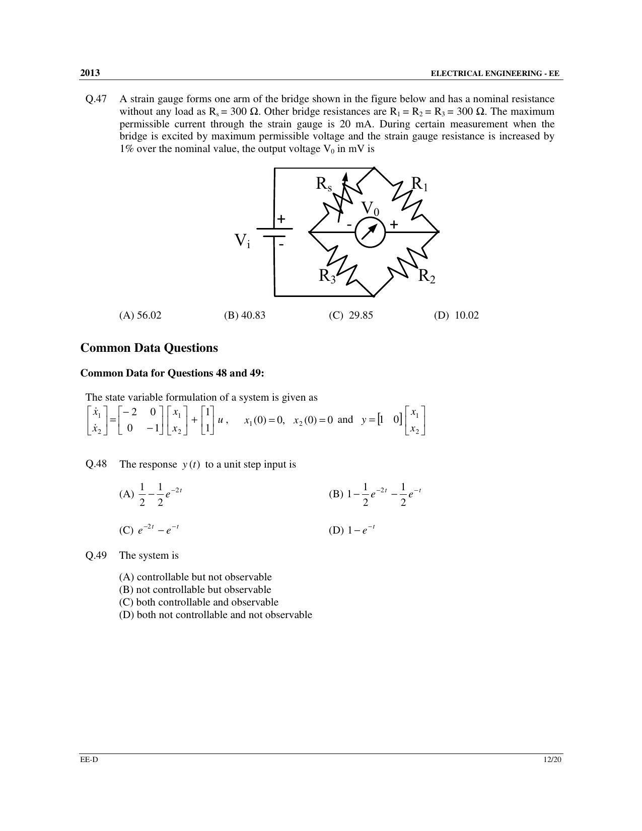 GATE 2013 Electrical Engineering (EE) Question Paper with Answer Key - Page 64