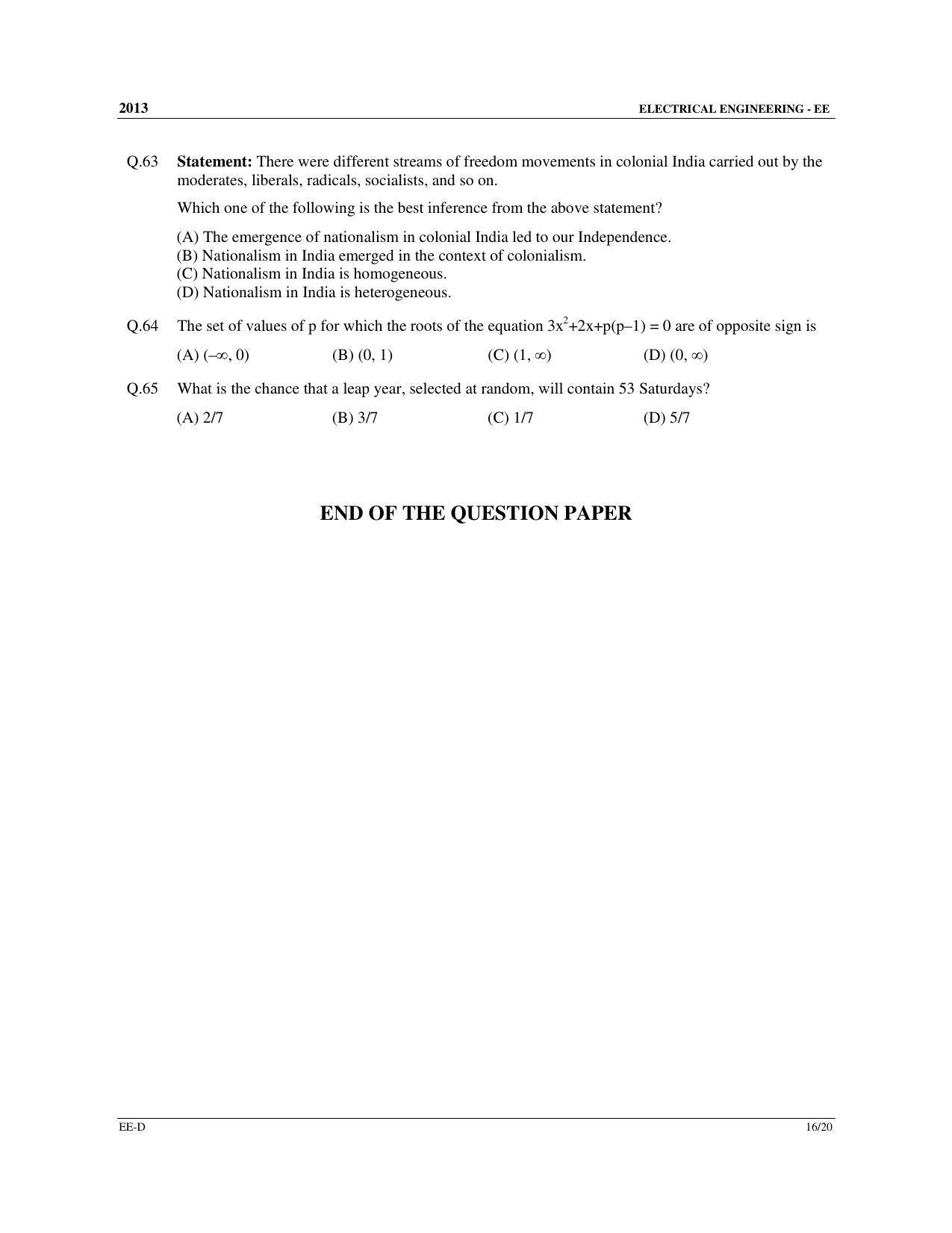 GATE 2013 Electrical Engineering (EE) Question Paper with Answer Key - Page 68