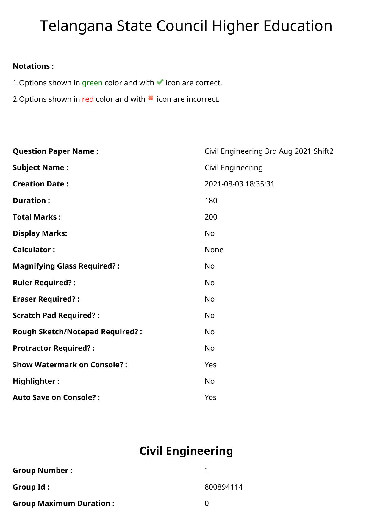TS ECET 2021 Civil Engineering Question Paper - Page 1