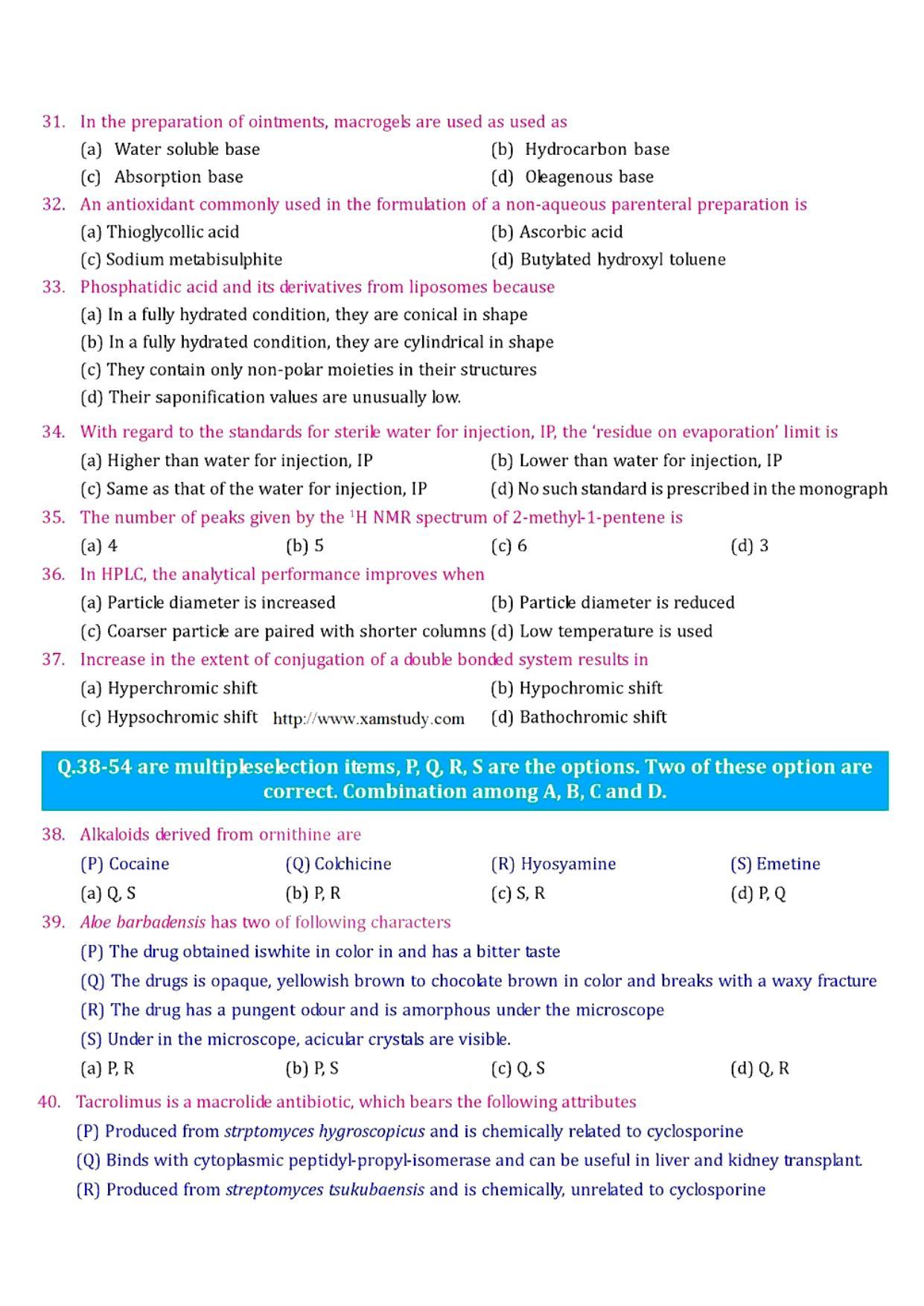 GPAT 2007 Question Paper with Answer Key - Page 5