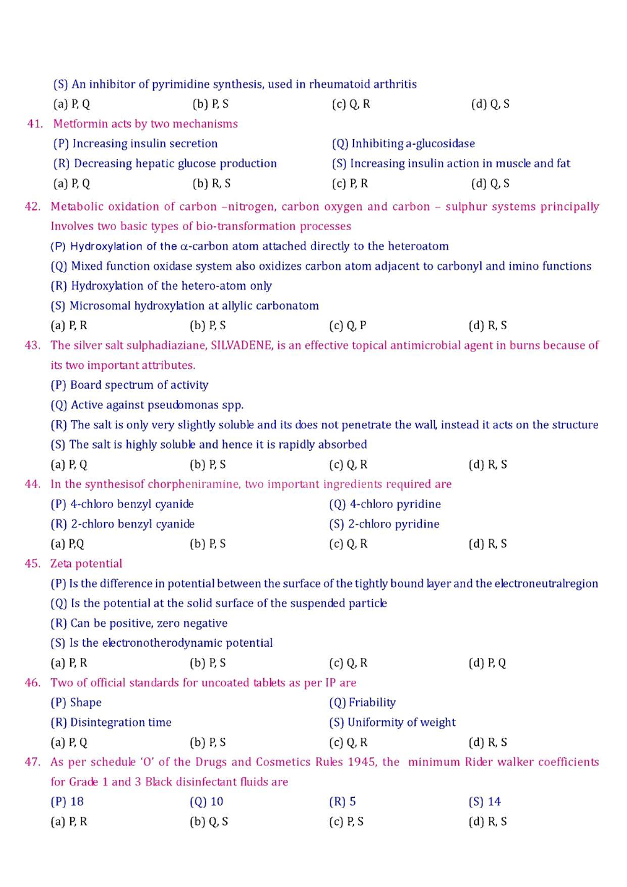 GPAT 2007 Question Paper with Answer Key - Page 6