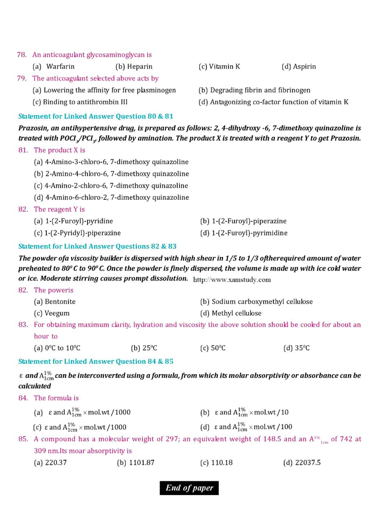 GPAT 2007 Question Paper with Answer Key - Page 13