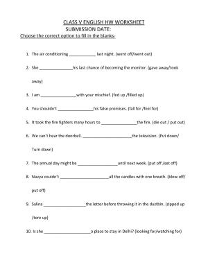 Worksheet for Class 5 English Assignment 44
