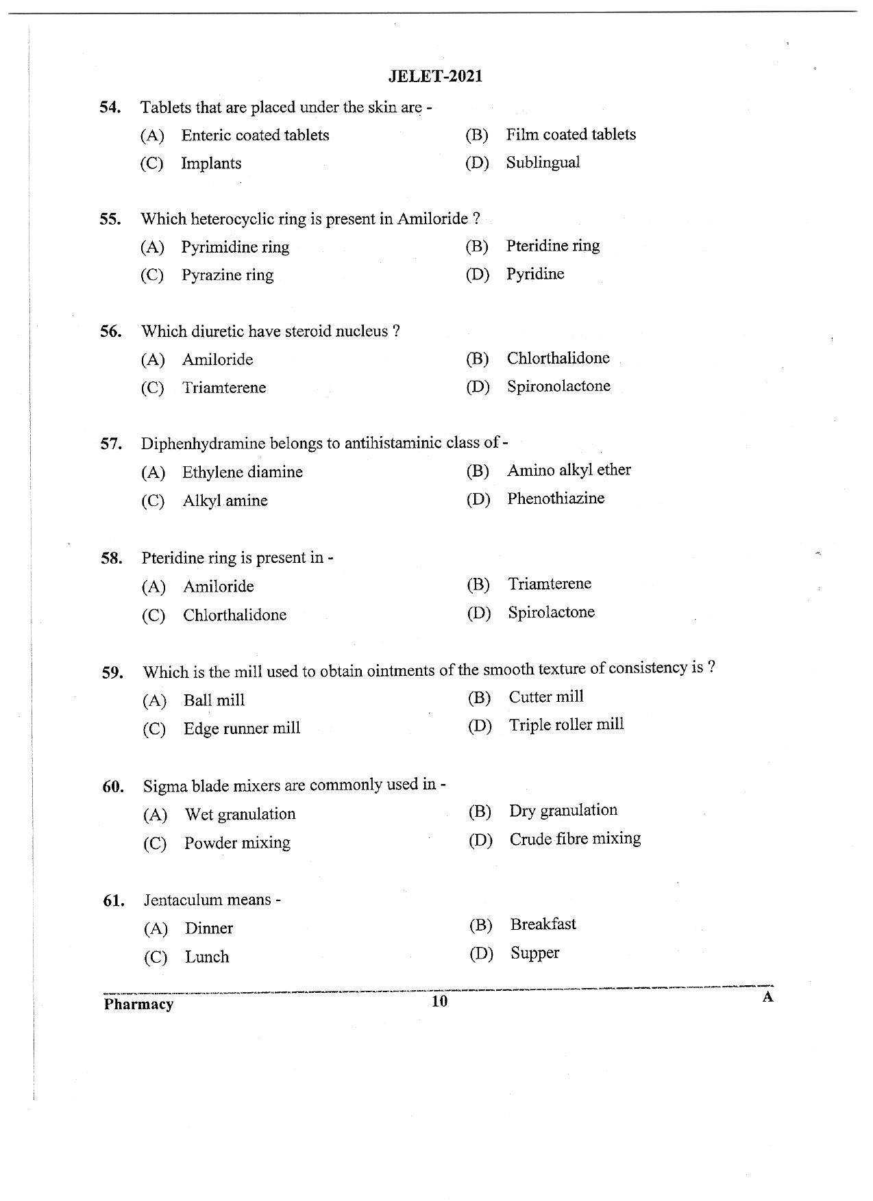 WBJEE JELET 2021 ( Pharmacy) - Page 10