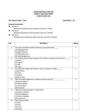CBSE Class 12 Kathak Sample Paper 2023