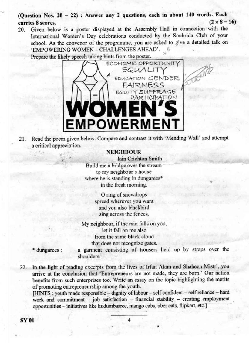 Kerala Plus Two 2019 English Question Paper - Page 4