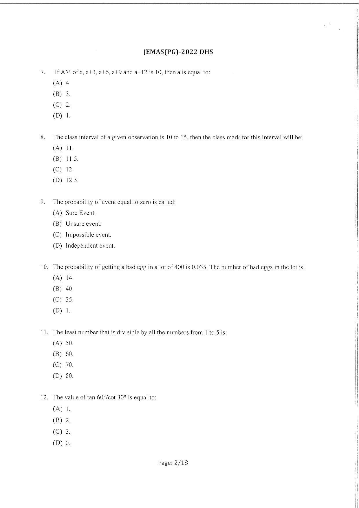 WBJEEB JEMAS (PG) 2022 DHS Question Paper - Page 4