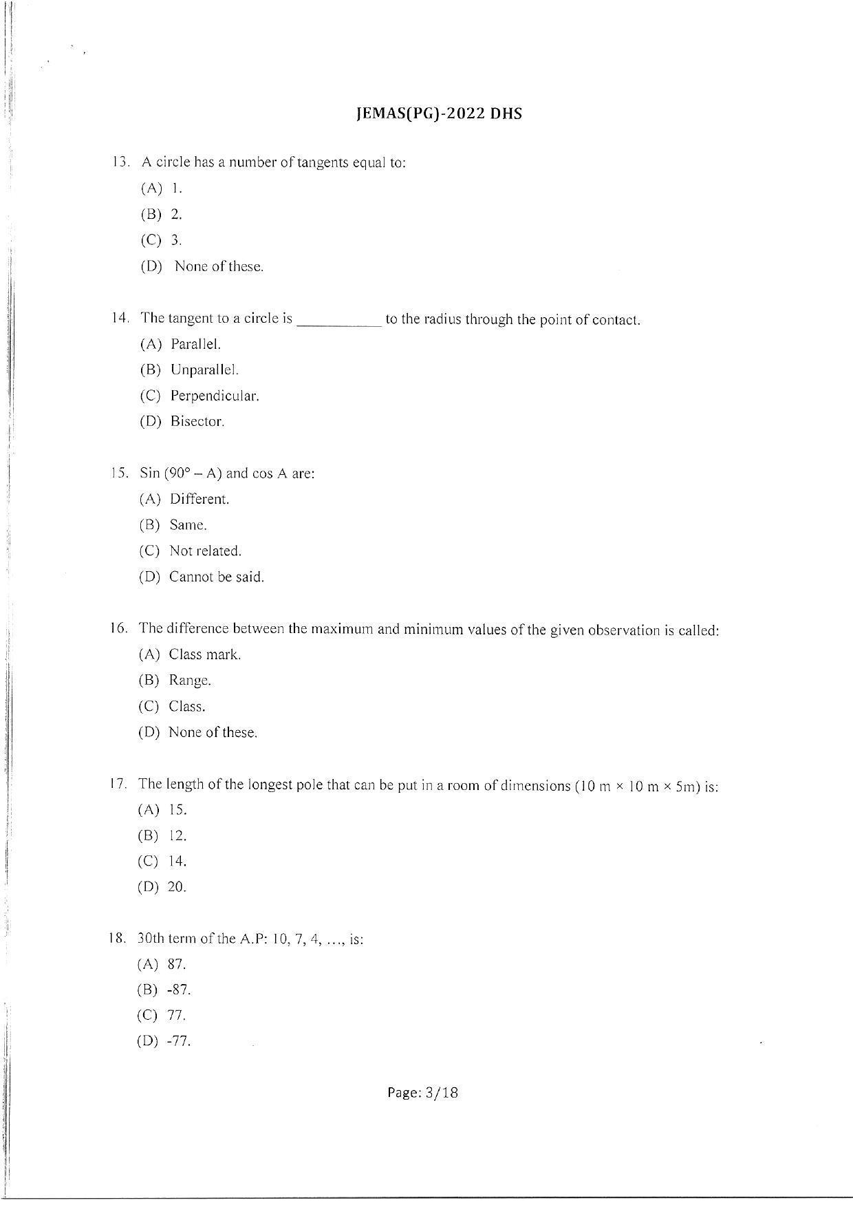 WBJEEB JEMAS (PG) 2022 DHS Question Paper - Page 5
