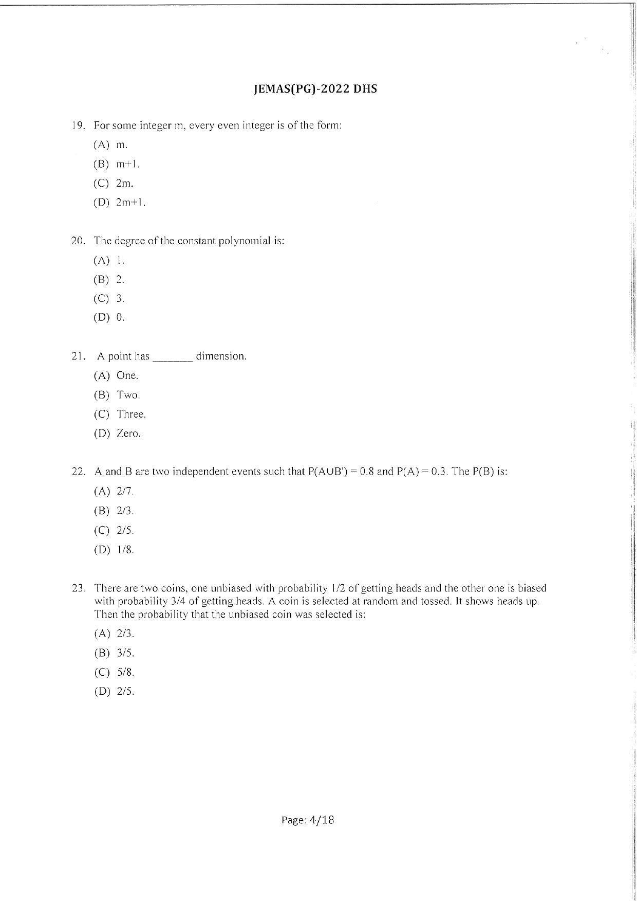 WBJEEB JEMAS (PG) 2022 DHS Question Paper - Page 6