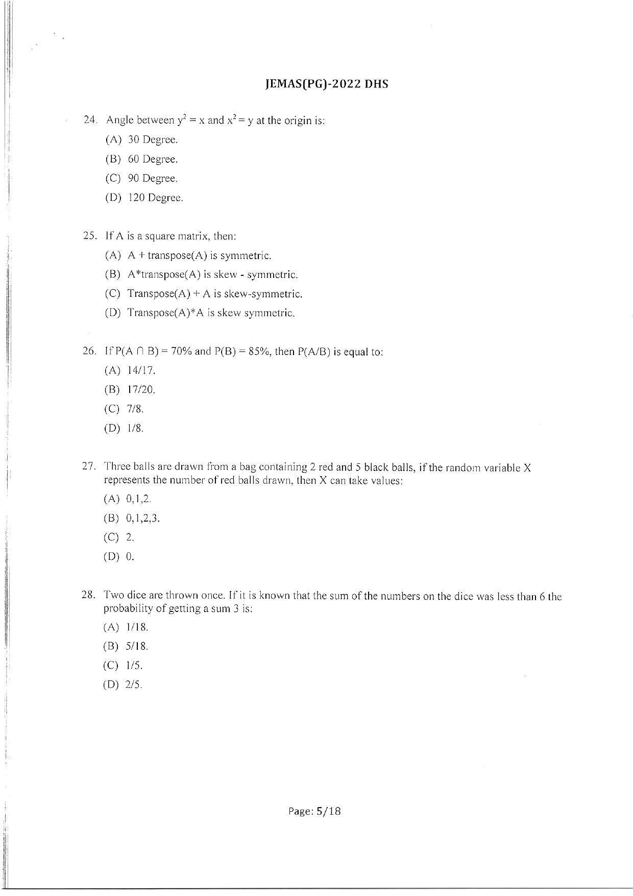 WBJEEB JEMAS (PG) 2022 DHS Question Paper - Page 7