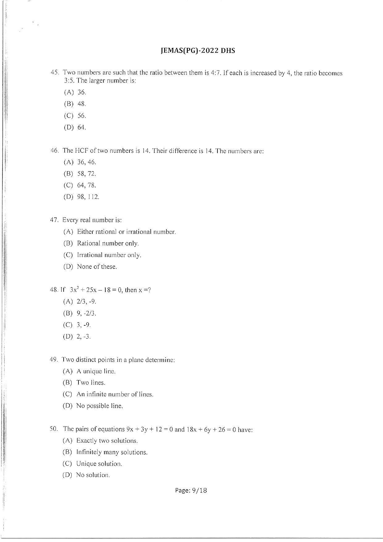 WBJEEB JEMAS (PG) 2022 DHS Question Paper - Page 11