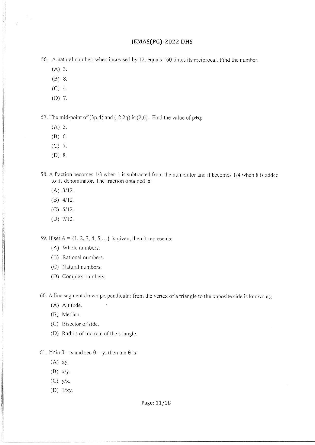 WBJEEB JEMAS (PG) 2022 DHS Question Paper - Page 13