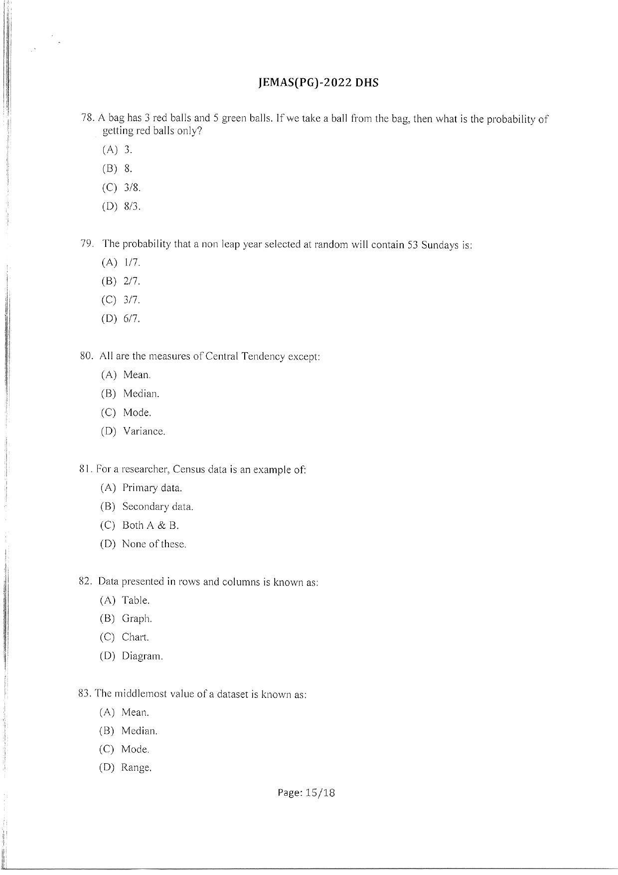 WBJEEB JEMAS (PG) 2022 DHS Question Paper - Page 17