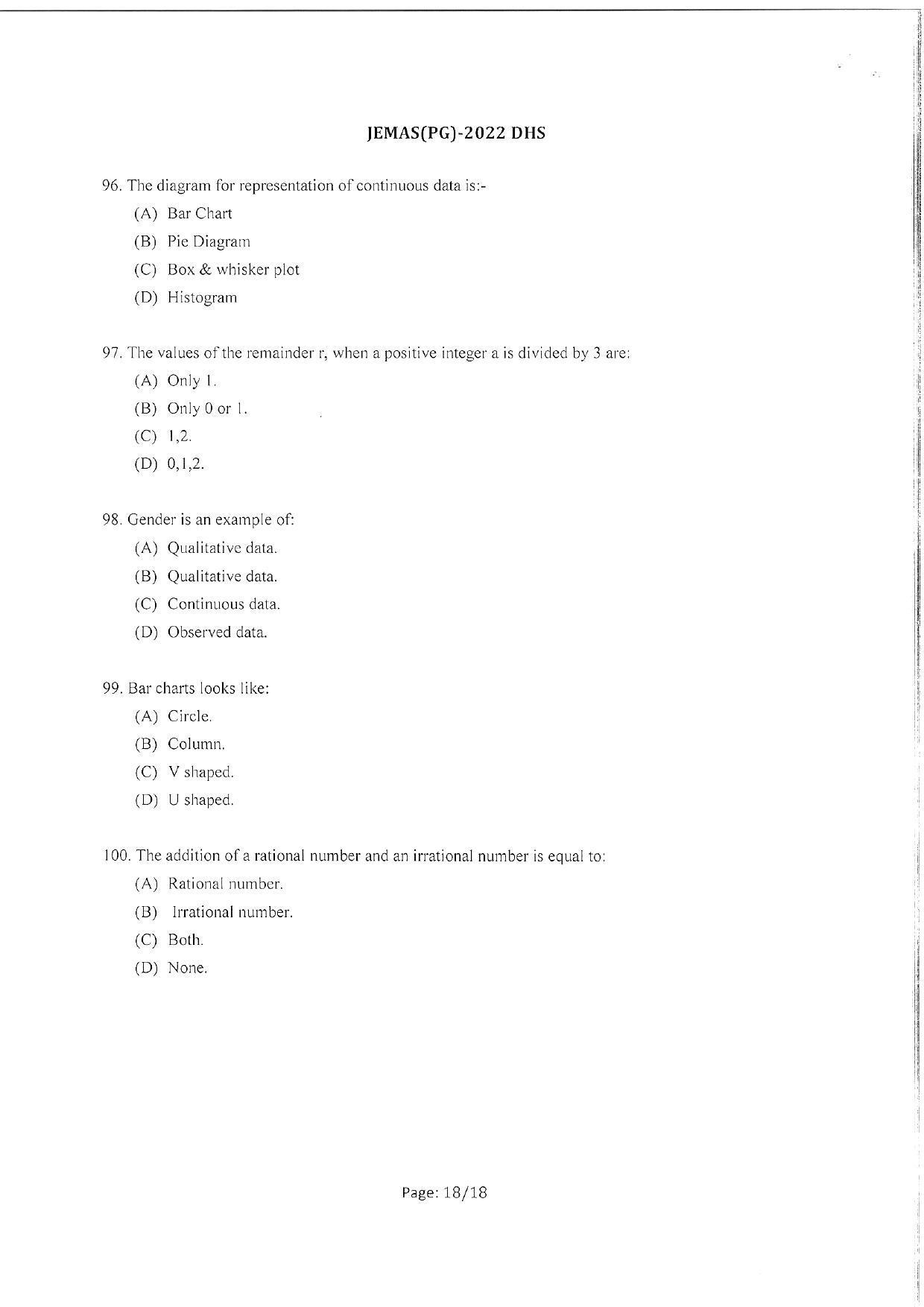 WBJEEB JEMAS (PG) 2022 DHS Question Paper - Page 20