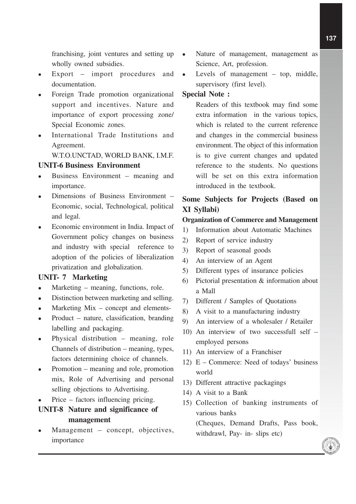 Maharashtra HSC Organisation of Commerce Syllabus  - Page 3