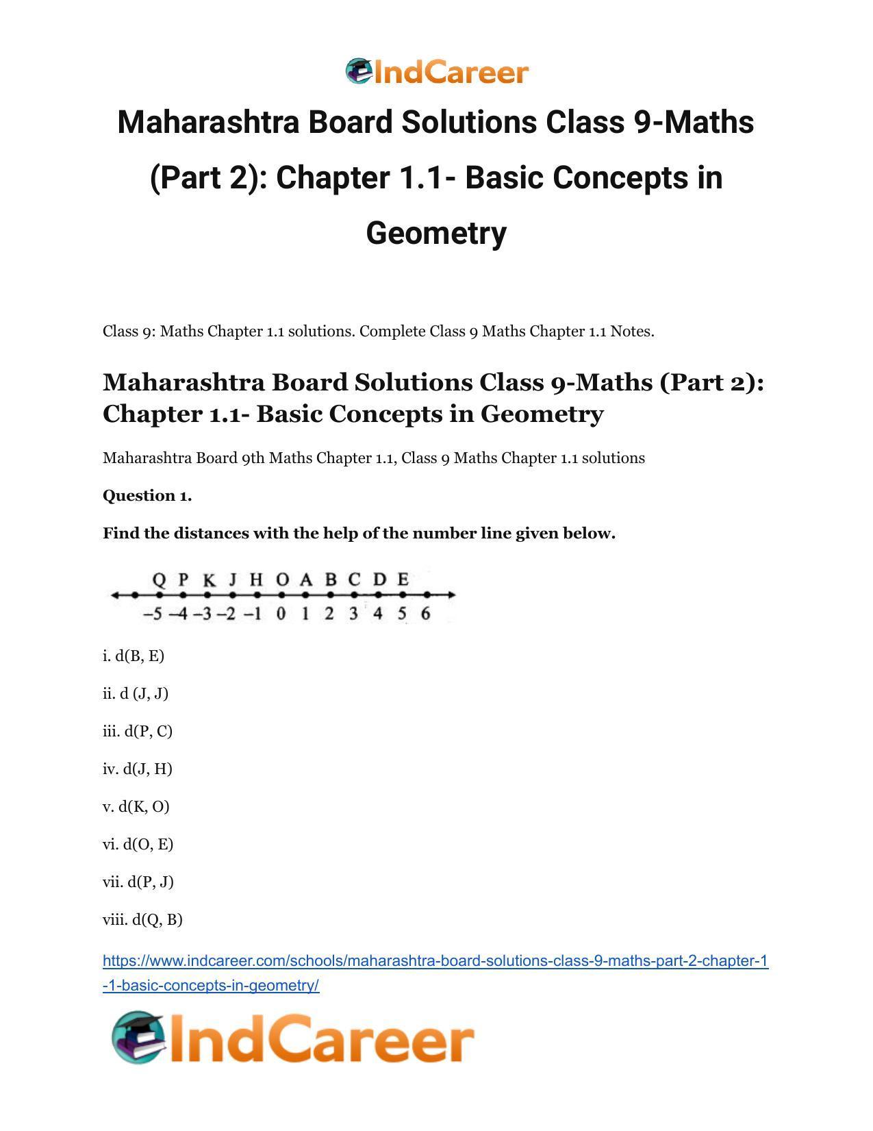 Maharashtra Board Solutions Class 9-Maths (Part 2): Chapter 1.1- Basic Concepts in Geometry - Page 2