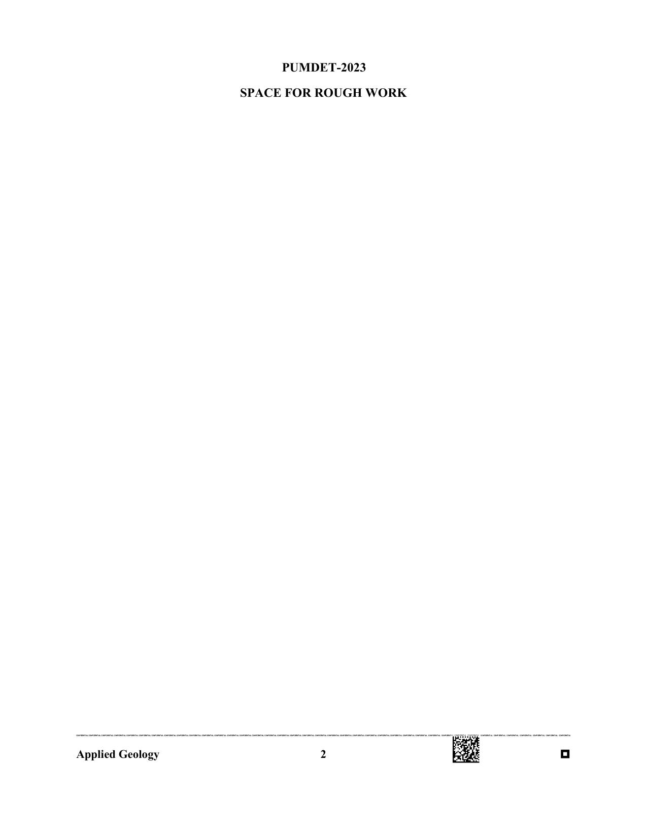 PUBDET 2023 Applied Geology Question Paper - Page 2