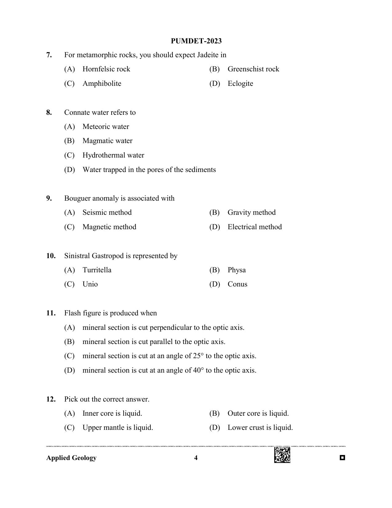 PUBDET 2023 Applied Geology Question Paper - Page 4
