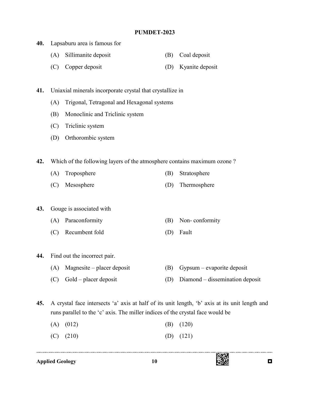PUBDET 2023 Applied Geology Question Paper - Page 10