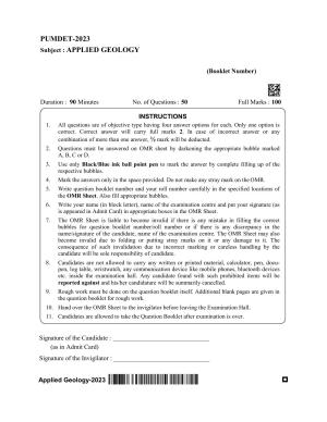 PUBDET 2023 Applied Geology Question Paper