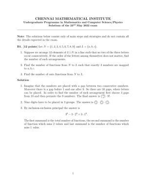 CMI Entrance Exam 2022 Solutions B.Sc (Hons.) Mathematics and Computer Science