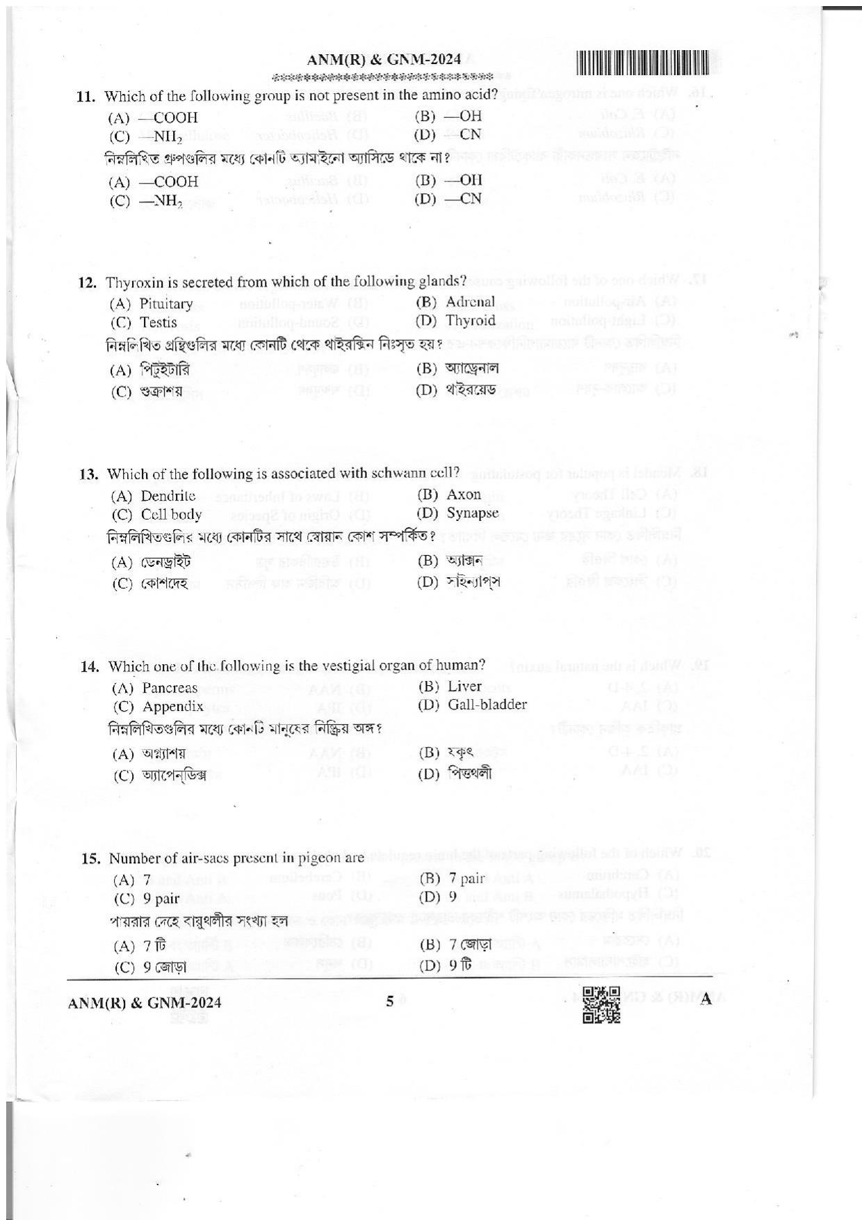 WB ANM GNM 2024 Question Paper - Page 4