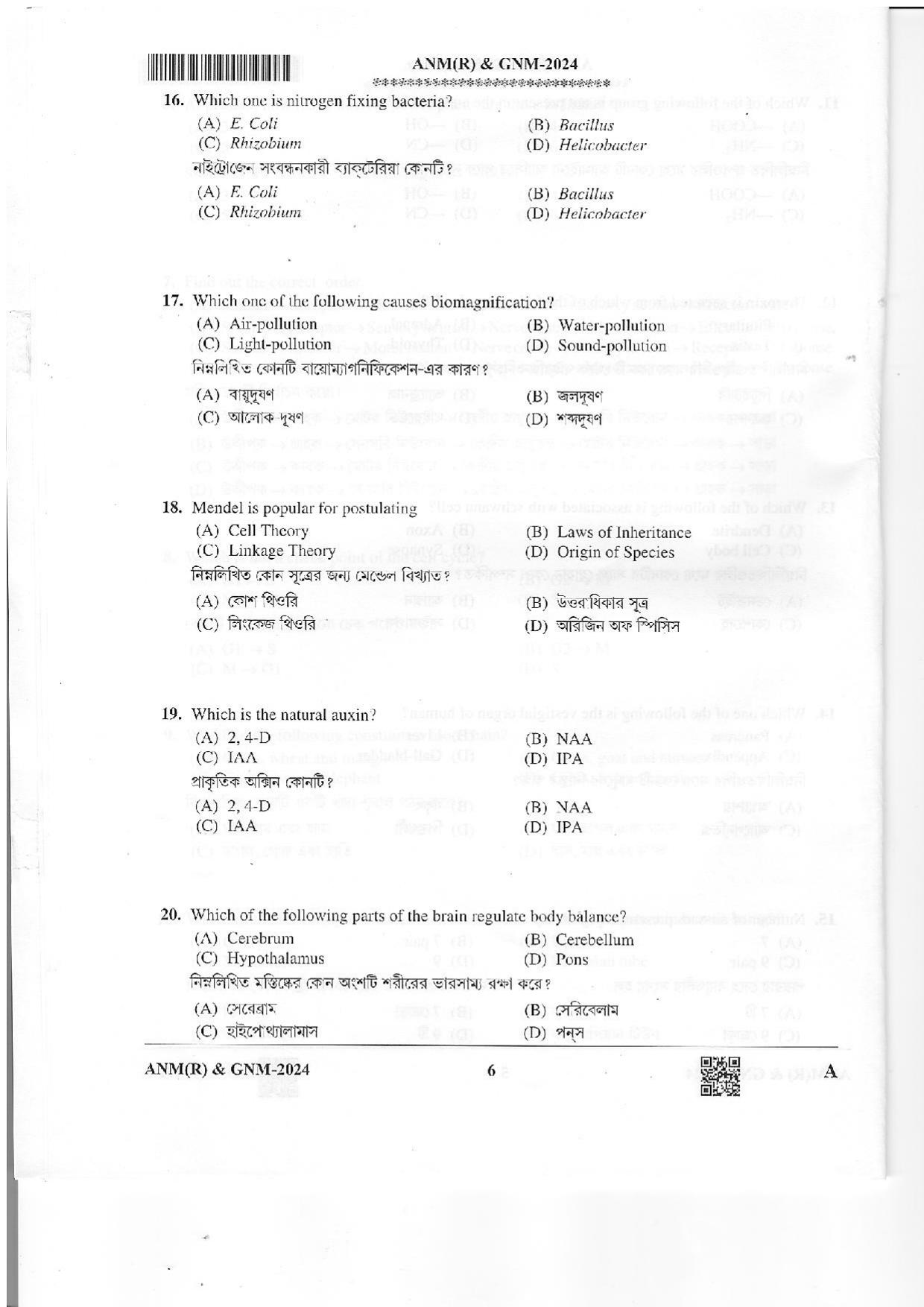 WB ANM GNM 2024 Question Paper - Page 5