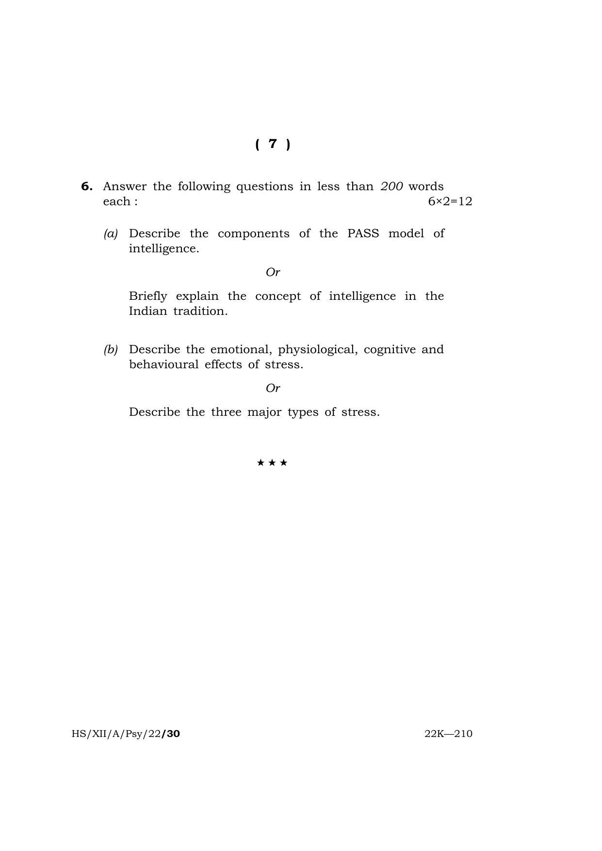 Meghalaya Board (MBOSE) Class 12 PSYCHOLOGY  (HS-XII-A-PSY-22) 2022 Question Paper - Page 7