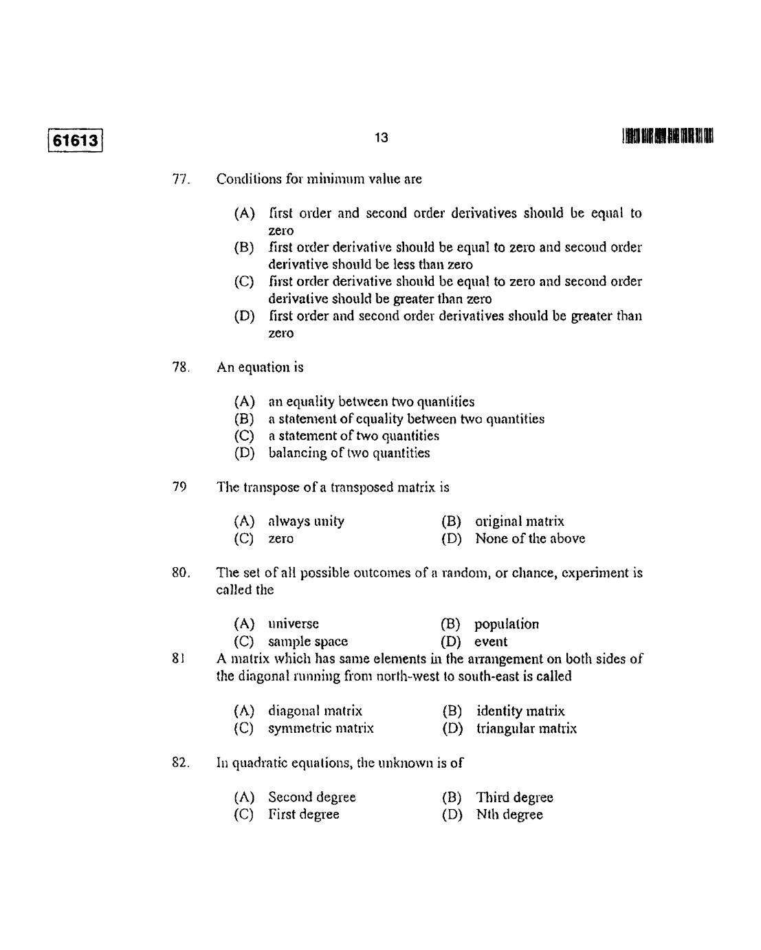CUSAT CAT 2013 MA Applied Economics Question Paper - Page 14