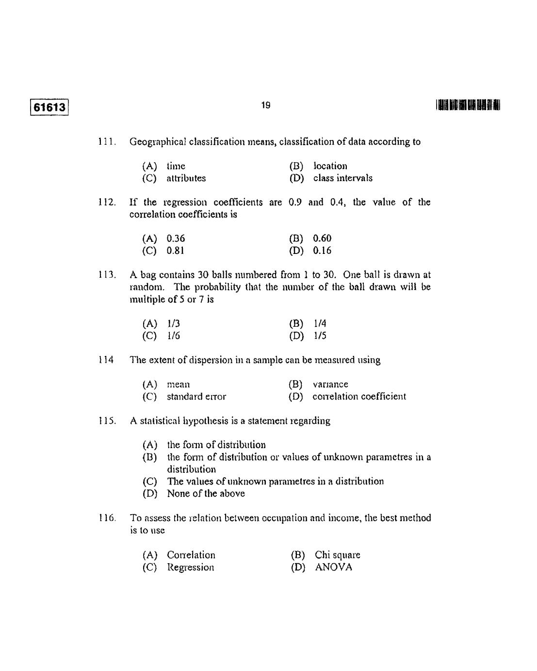 CUSAT CAT 2013 MA Applied Economics Question Paper - Page 20