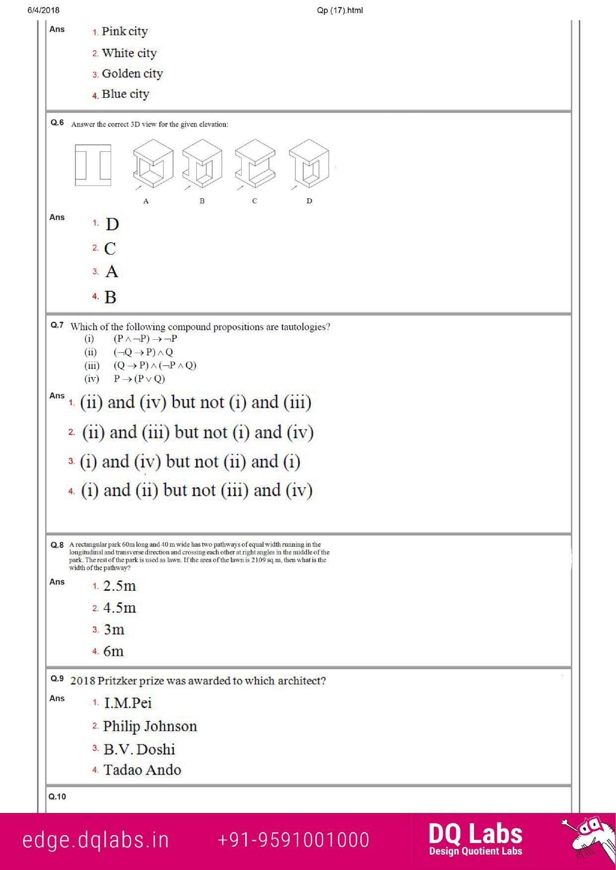 NATA 2018 Question Paper - Page 6