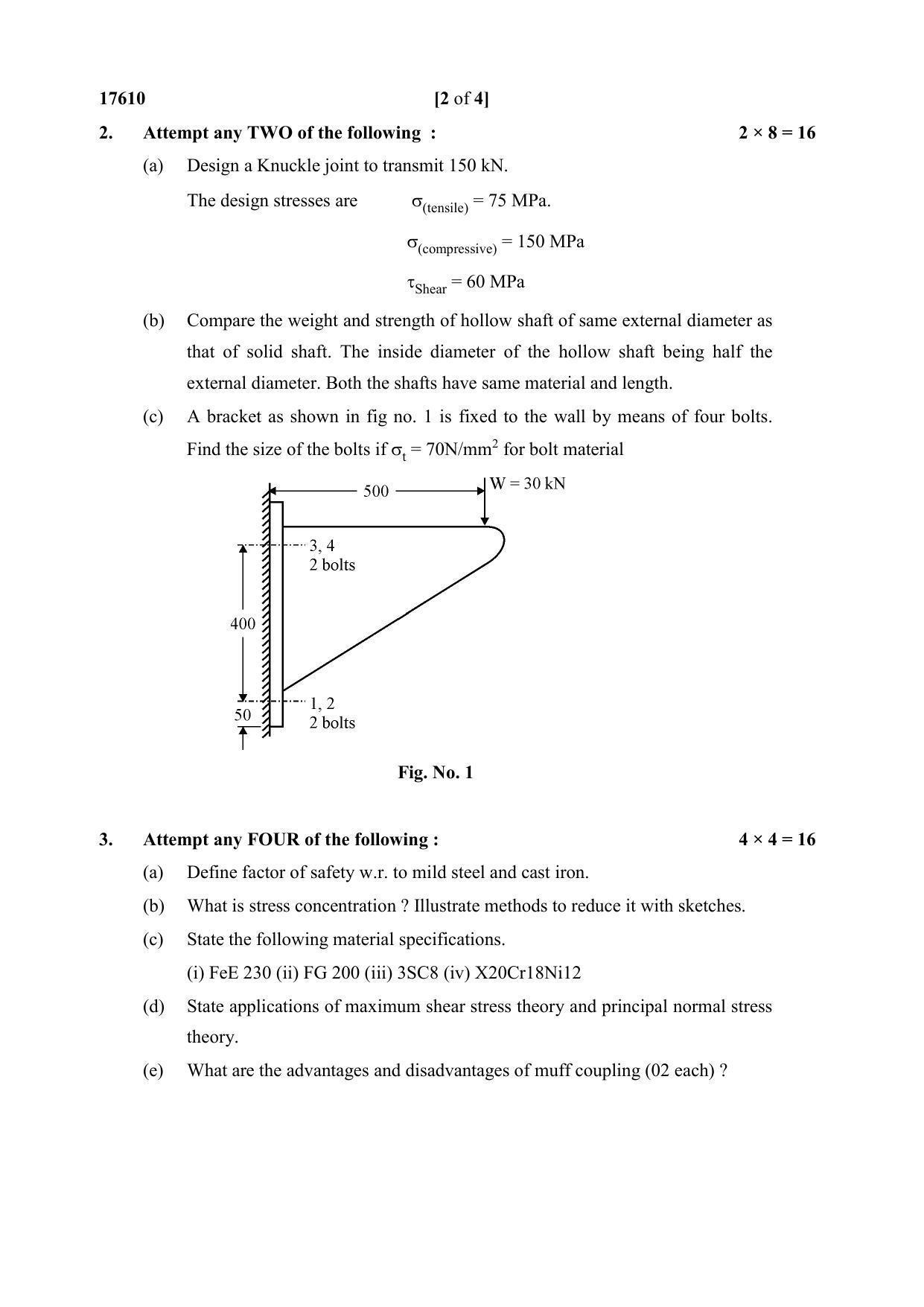 MSBTE Summer Question Paper 2019 - Design of Machine Elements - Page 2