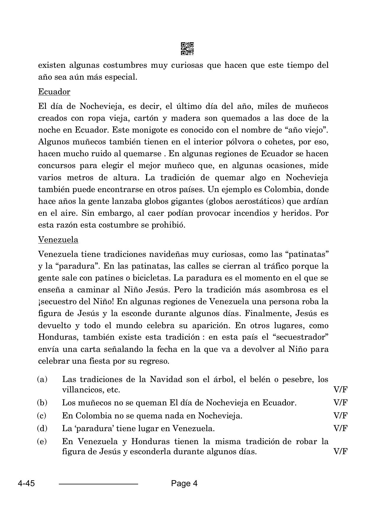 CBSE Class 10 Spanish 2024 Question Paper - Page 4