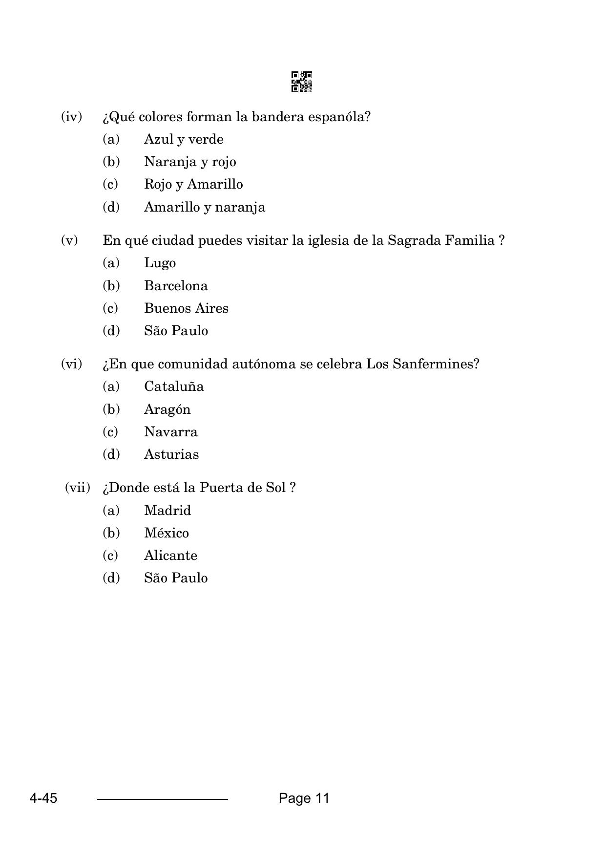 CBSE Class 10 Spanish 2024 Question Paper - Page 11