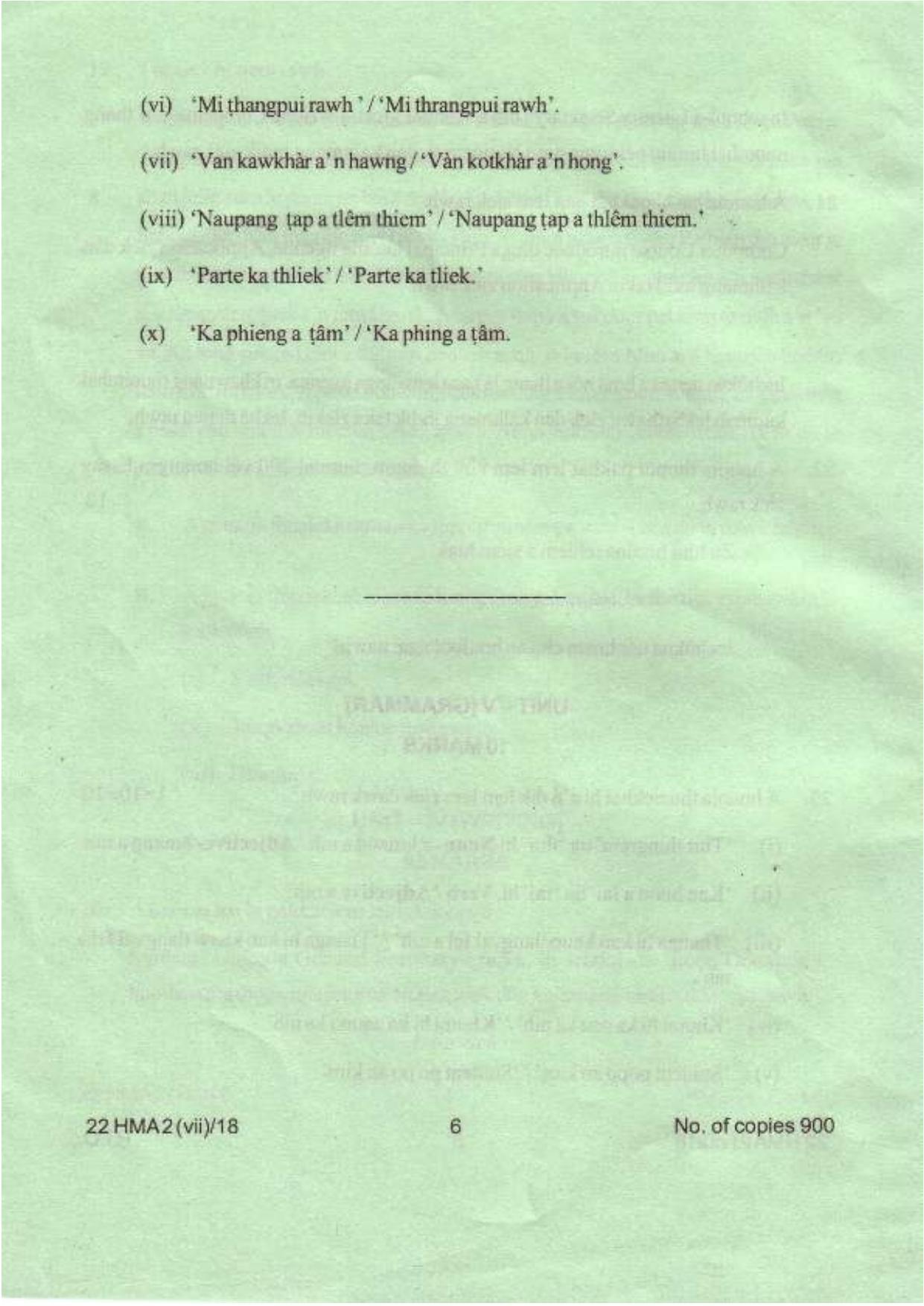 COHSEM Class 12 Hmar (M.I.L.) 2018 Question Papers - Page 6