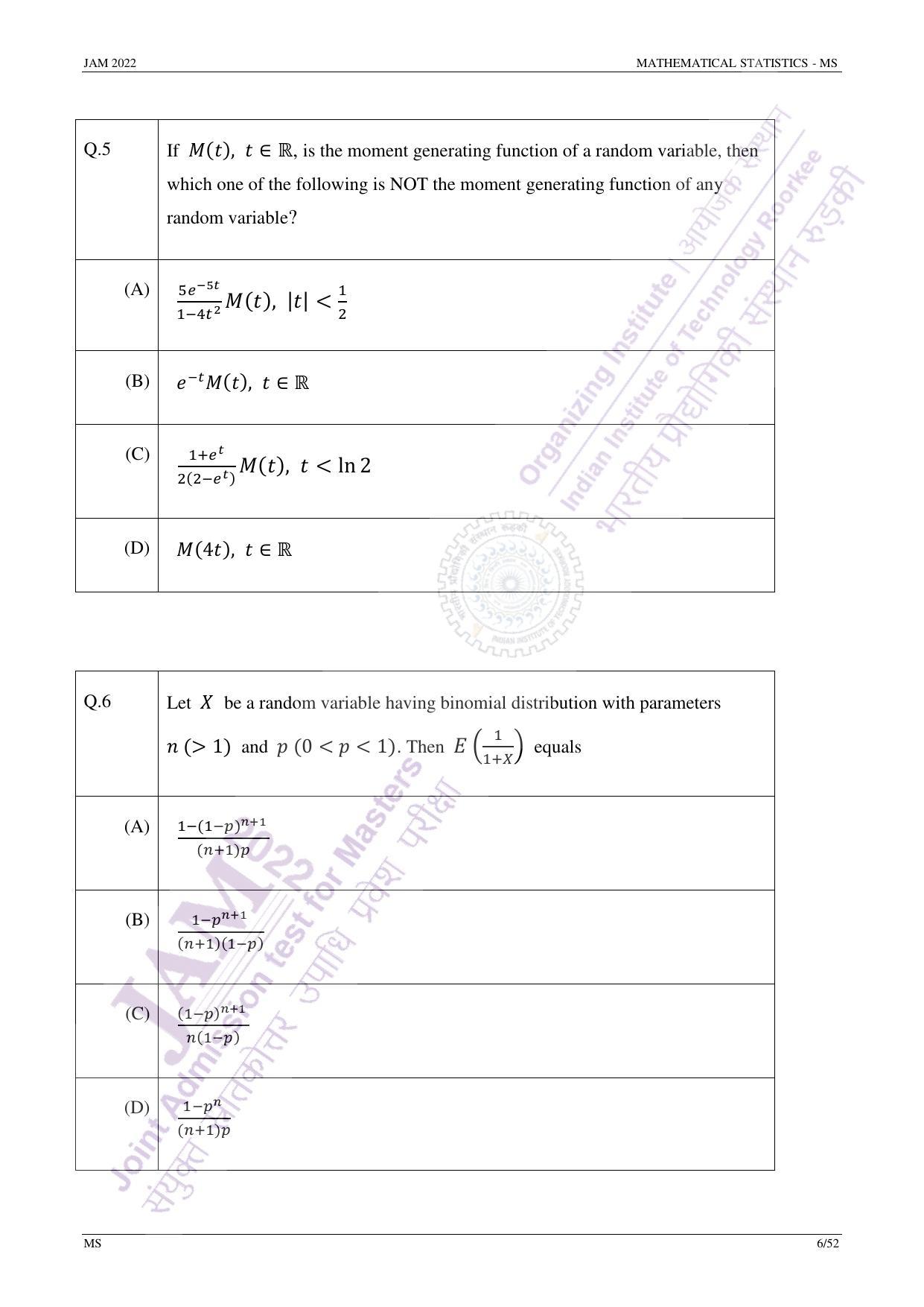 JAM 2022: MS Question Paper - Page 5