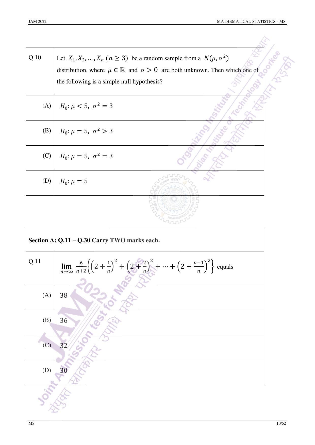 JAM 2022: MS Question Paper - Page 9