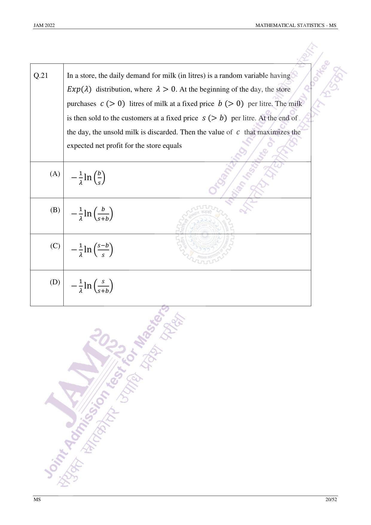 JAM 2022: MS Question Paper - Page 19